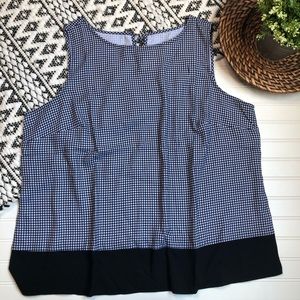 CJ BANKS Checkered Sleeveless  Tie Back Blouse